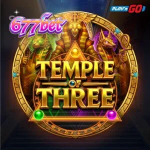 Interface do jogo de slot Temple of Three com temática egípcia